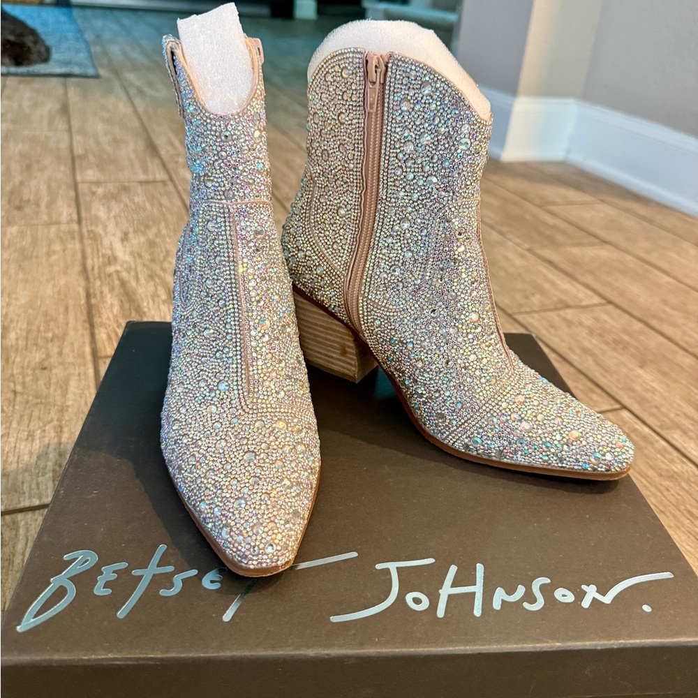 Betsey Johnson Sparkling Ankle Booties - Silver
